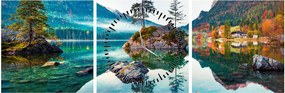 Obraz - Jazero Hintersee, Bavorské Alpy, Rakúsko (s hodinami) (90x30 cm)