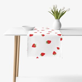 Goldea behúň na stôl 100% bavlnené plátno - svieže jahody 35x160 cm