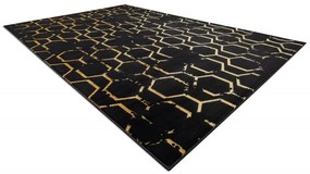 Dywany Łuszczów, Kusový koberec Gloss 407C 86 black/gold, 160x220, čierna, chodba / predsieň