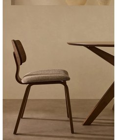 Béžová/tmavohnedá jedálenská stolička v dekore orecha Gena – Kave Home