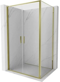 Mexen Exo, výklopný sprchový kút 90 x 95 cm, číre sklo, zlatá, 814-090-095-50-00