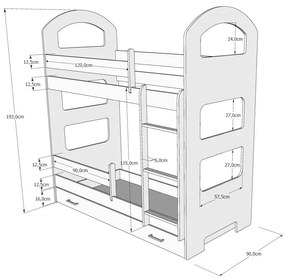 Raj posteli Detská poschodová posteľ JURAJ II PW 180x80 cm