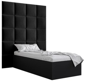 Jednolôžková posteľ s čalúneným čelom 90 cm Brittany 3 (čierna matná + čierna) (s roštom). Vlastná spoľahlivá doprava až k Vám domov. 1045967