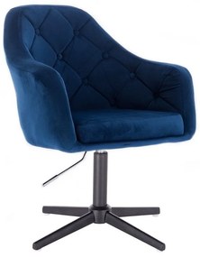 LuxuryForm DESIGN Kreslo ANDORA VELUR na čiernom kríži - modré