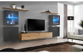 Obývacia stena Switch Sklo +LED XIV Grafit/Wotan