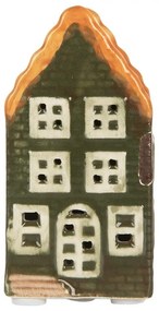 Zelený keramický LED domček Lamont - 4*4*8 cm