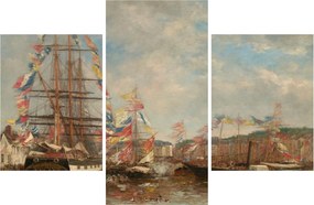 Obraz - Eugène Boudin, Festival in the Harbor of Honfleur, reprodukcia (90x60 cm)