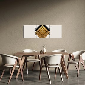 Obraz - Abstrakcia zlatá a biela N⁰1 (s hodinami) (90x30 cm)