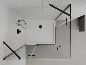 Mexen Roma Duo, sprchový kút 90 (dvere) x 80 (dvere) cm, 6mm číre sklo, čierny profil + slim sprchová vanička 5cm biela + čierny sifón, 854-090-080-70-02-4010B