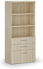 Kancelárska skriňa s kombinovanými zásuvkami PRIMO WOOD, 800 x 420 x 1781 mm, dub prírodný