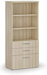 Kancelárska skriňa s kombinovanými zásuvkami PRIMO WOOD, 800 x 420 x 1781 mm, dub prírodný