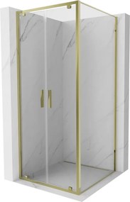 Mexen Exo, výklopný sprchový kút 80 x 80 cm, číre sklo, zlatá, 8182-080-080-50-00