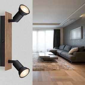 Globo 57998-2W - Bodové svietidlo DREW 2xGU10/35W/230V drevo/čierna