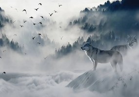 Fototapeta - Vtáky v hmle (254x184 cm)