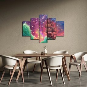 Obraz - Loď s vesmírnou oblohou (150x105 cm)