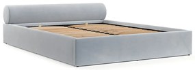 Svetlosivá čalúnená dvojlôžková posteľ s úložným priestorom s roštom 160x200 cm Solvo – Maison de Rêve