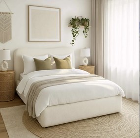Posteľ 160x200 BRISTOL s úložným priestorom krémová buklé