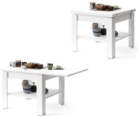 Rozkladací konferenčný/jedálenský stôl s odkladacou poličkou LIA biela