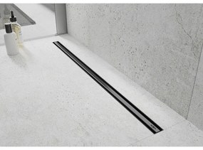MEXEN Flat nerezový sprchový žľab s rotačným 360° sifónom 160 cm, vzor SLIM, čierna matná, 1741160