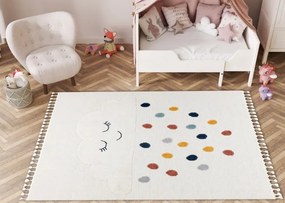 Detský koberec YOYO GD63 biely / granátový - mraky, kvapky