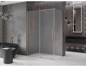 Mexen Velar, sprchový kút s posuvnými dverami 130 x 70 cm, 8mm sklo námraza, medená matná, 871-130-070-31-65