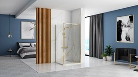 Rea Rapid Fold, sprchovací kút so skladacími dverami 80(dvere) x 100(stena) x 195 cm, číre sklo, zlatý profil, KPL-09132