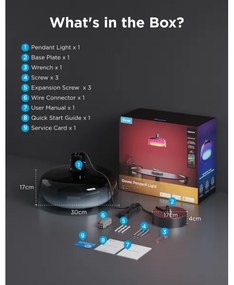 Govee - LED RGBICWW stlmiteľný závesný luster na lane LED/21W/230V Matter Wi-Fi