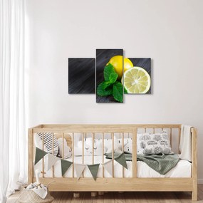 Obraz citrónov a mäty na stole (90x60 cm)