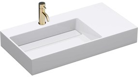 Rea Archi, umývadlo na dosku z konglomerátu 750x430x140 mm, ľavá verzia, biela matná, REA-U4300