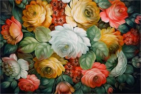 Obraz maľovanej kytice kvetov (90x60 cm)