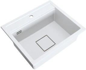 Gamma Quadro 5850, 1-komorový granitový drez 580x495x220 mm, biela, GMA-ZLE000234