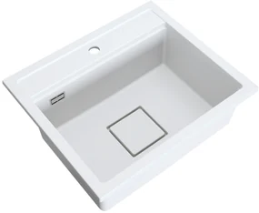 Gamma Quadro 5850, 1-komorový granitový drez 580x495x220 mm, biela, GMA-ZLE000234