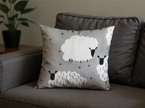 Polybavlnená obliečka na vankúš WHITE SHEEPS 45x45 cm, sivá