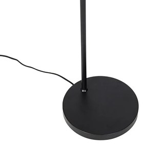 Dizajnová stojaca lampa čierna so zlatom a dymovým sklom - Zuzanna