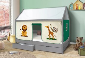 Detská Domčekové posteľ KIDS SAFARI - sivá 200x90 cm