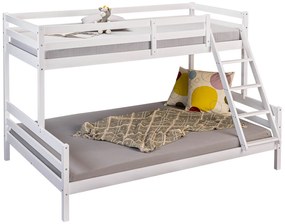 Poschodová posteľ  z masívu 90x200cm + 140x200cm Sully - biela