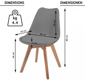 MIADOMODO sada jedálenských stoličiek, 4 kusy, sivé