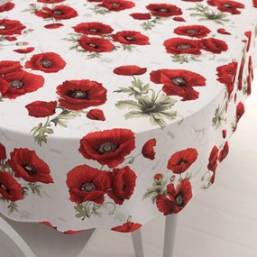 Biante Bavlnený oválny obrus Sandra SA-632 Vlčie maky na bielom 50x100 cm