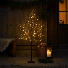 Vianočná stojaca lampa hnedý strom 120 cm vrátane LED s časovačom IP44 - Ki