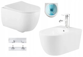 Mexen Carmen Rimless, závesná WC misa so sedátkom + bidet, biela, 30880400+35884900