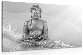 Obraz socha Budhu v meditujúcej polohe v čiernobielom prevedení Varianta: 120x80