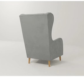 Svetlosivé zamatové kreslo ušiak Carole – Ropez