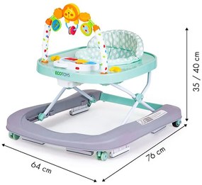 EcoToys Interaktívne detské chodítko - mentolové, W1507UR2 MINT