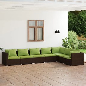 7-dielna záhradná sedacia súprava s vankúšmi polyratan hnedá