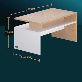 Casaria Konferenčný stolík SACRAMENTO, 95x55x50cm, biela/hnedá