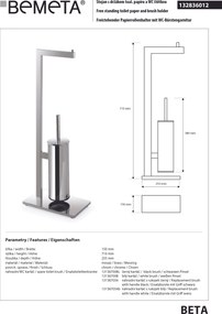 Bemeta Design BETA: Stojan, s držiakom TP, s WC kefou, lesk - 132836012