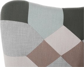 Hojdacie kreslo Geron - zelenobiely patchwork / biela / buk