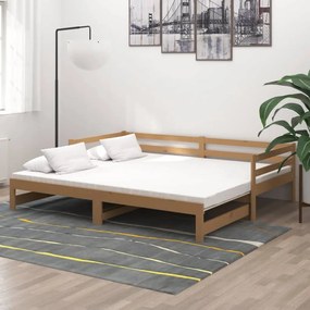 Rozkladacia denná posteľ medovo-hnedá borovica 2x(90x200) cm