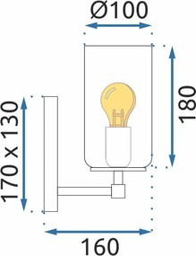 Toolight Toolight, nástenné svietidlo 1xE27 APP1224-1W, zlatá lesklá, OSW-40032