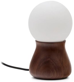 Tmavohnedá stolová lampa z kaučukového dreva (výška 26 cm) Okeni – Kave Home